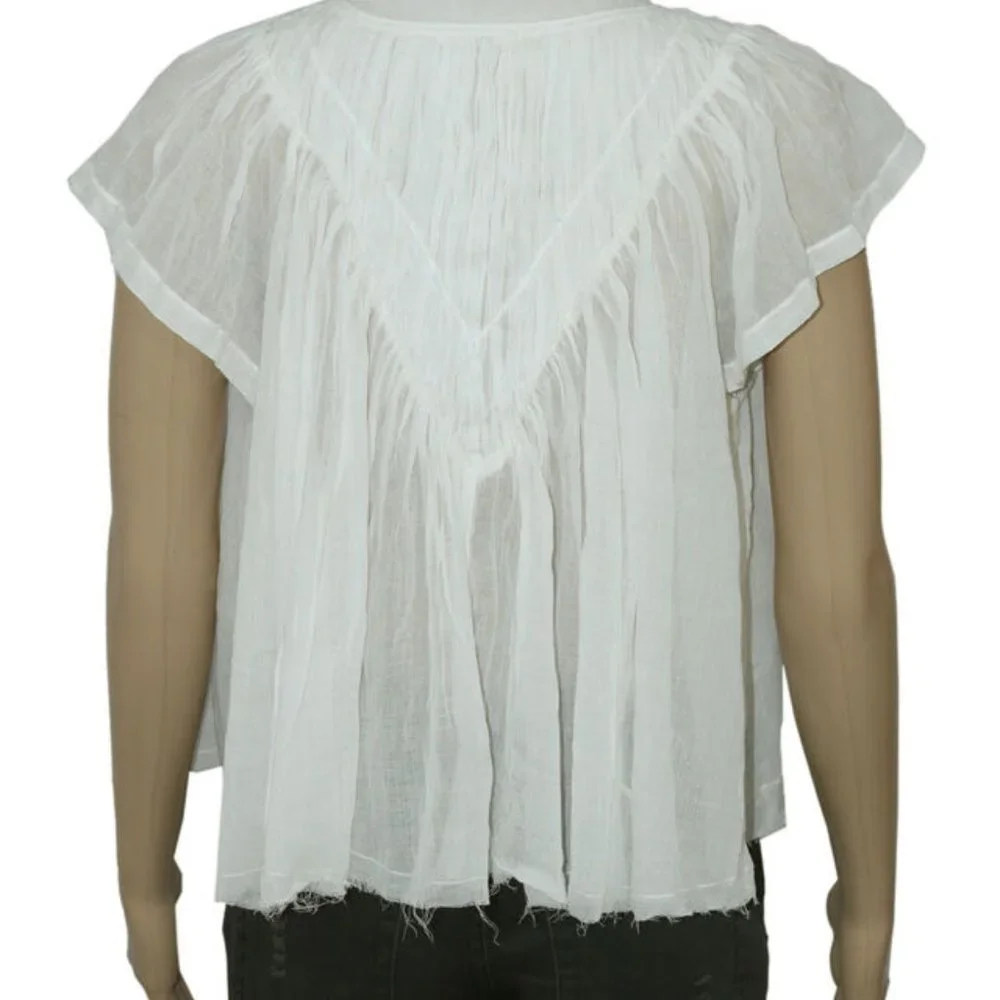 Free People FP One Padma Top Ivory V Neck Flutter Sleeve S
